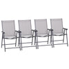 DodiOnline Set of 4 Folding Garden Chairs, Metal Frame Garden Chairs Outdoor Patio Park Dining Seat with Breathable Mesh Seat, Grey