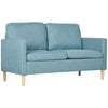 DodiOnline Two Seater Sofa for Living Room, Modern Fabric Couch with Wood Legs and 2 Pockets for Bedroom and Home Office, Blue