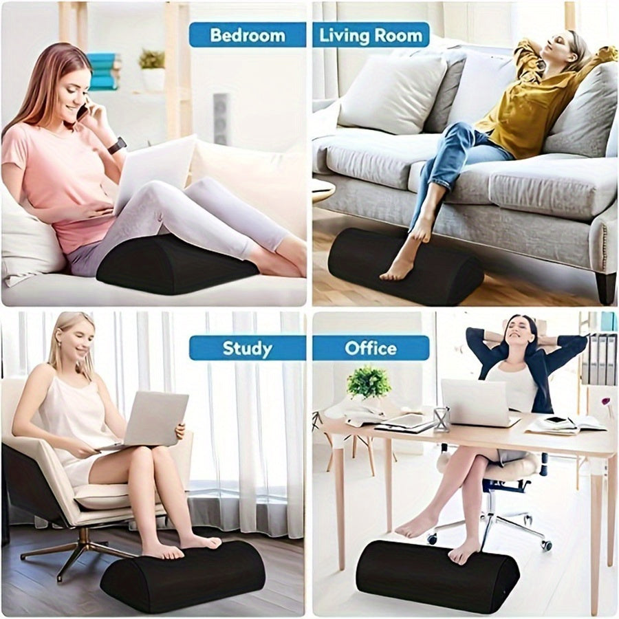 1pc Ergonomic Office Desk Foot Rest - Under Desk Footrest With Washable Cover - Desk Foot Stool Work From Home Accessories - Foam Foot Stool Rocker, Office Footrests