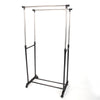 Dual-bar Vertical & Horizontal Stretching Stand Clothes Rack with Shoe Shelf YJ-03 Black & Silver