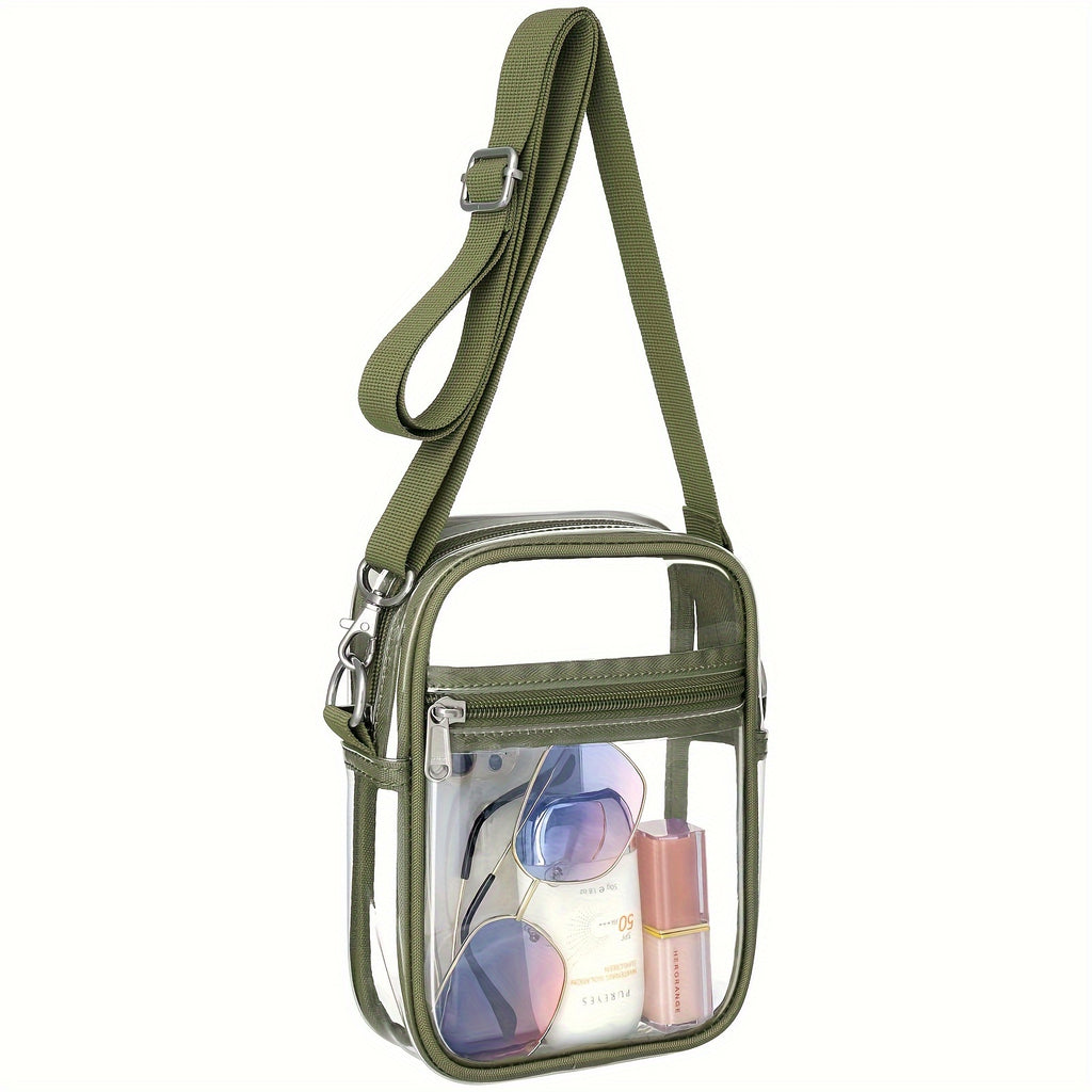 Clear View Crossbody Bag - Stadium-Approved, Spacious, Water-Resistant, Adjustable Strap, Interior Pockets - Perfect for Concerts, Sporting Events, Music Festivals, and Travel