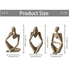 3-Piece Set Modern Abstract Thinker Sculptures - Durable Resin, Artistic Home Office Shelf Decor, Ideal for Bookshelf Styling