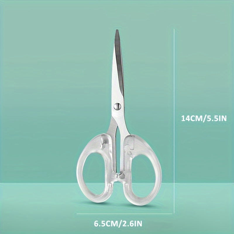 Multi-functional Stainless Steel Precision Scissors with Transparent Handle for Office, School & Crafts