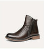 Men's Casual Leather High-top Boots: Stylish, Durable & Non-slip; All-season Wear with Comfortable Zip Closure