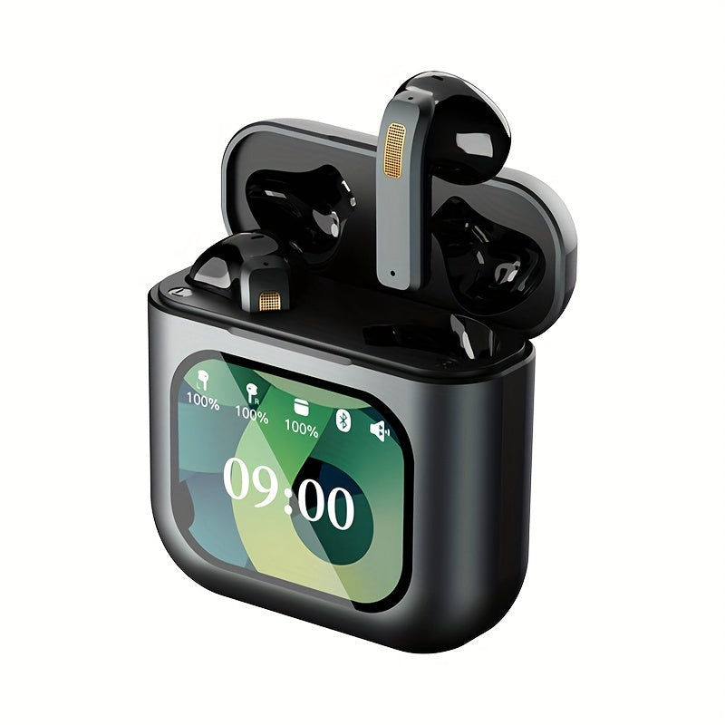 XHJ K1 Wireless earbuds with LCD touchscreen display, intelligent noise-canceling sleep-aiding headphones, 40 hours of long battery life, control music player, tiktok video playback, likes Audio Earphones Electronic Headset C