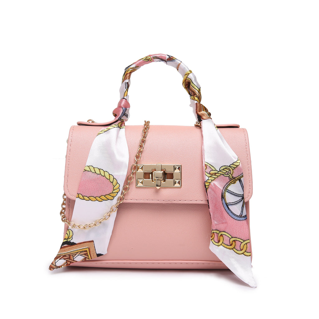 Elegant Faux Leather Crossbody Mini Bag - Secure Turn-Lock, Removable Strap, Versatile Top Handle in Solid Color