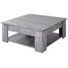 DodiOnline 2 Tier Wood Coffee Table Side Table Bottom Storage Shelf  Simple Modern Living Room Grey Wood Grain