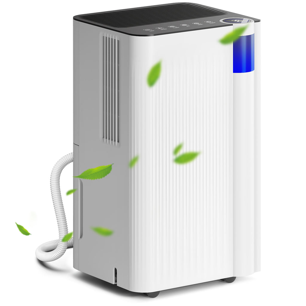 DodiOnline 12L/Day Dehumidifier with Continuous Drainage, 2L Water Tank, 24H Timer, Digital Humidity Display, Filter, Auto Defrost, Children Lock, for Bedroom, Dehumidifier for Home Damp, Laundry Drying