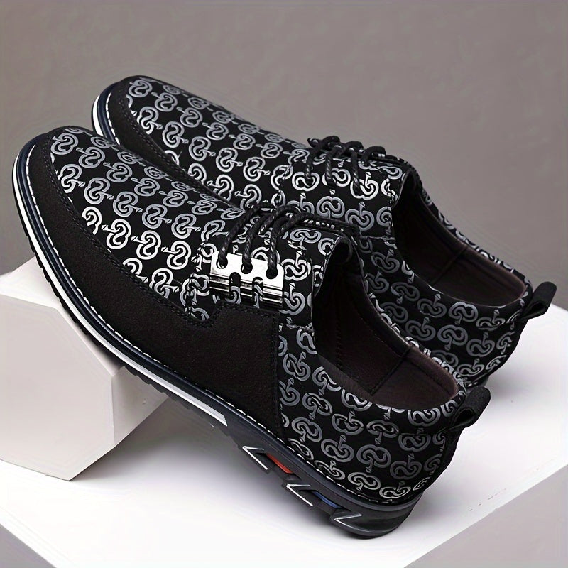 Men's Plus Size Faux Leather Casual Shoes, Formal Dress Anti-skid Lace-up Shoes For Business Office, Spring And Autumn