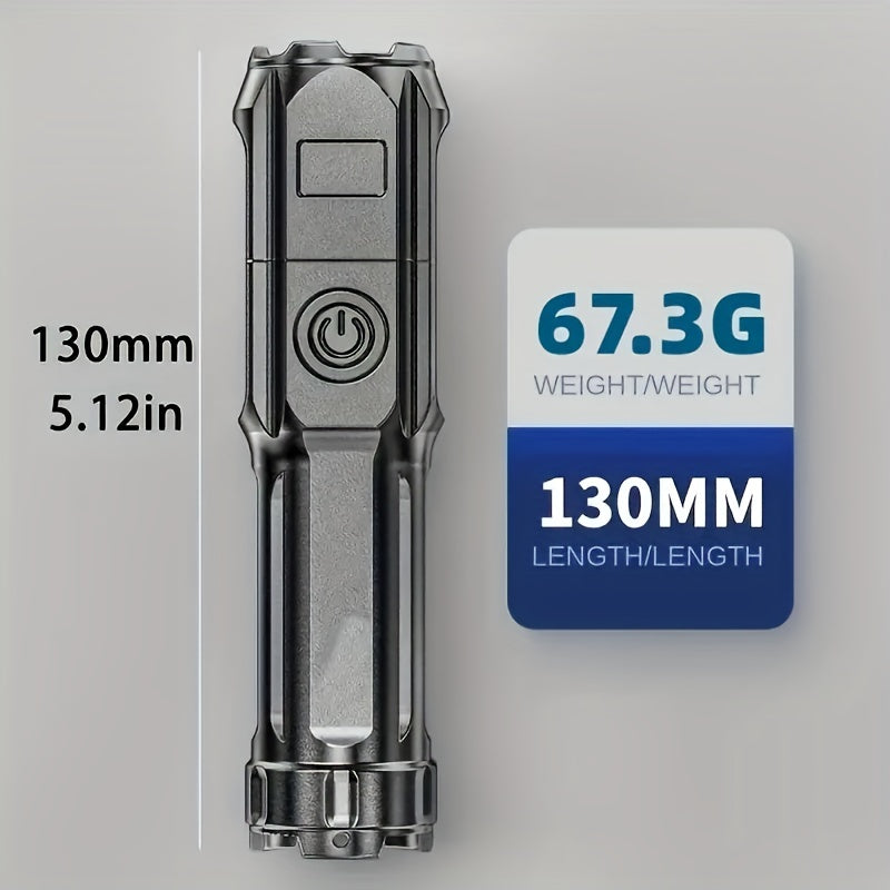 1pc Powerful Zoomable Flashlight, Outdoor Multi-functional Portable Home Small Flashlight, Telescopic Zoom Light ABS Material