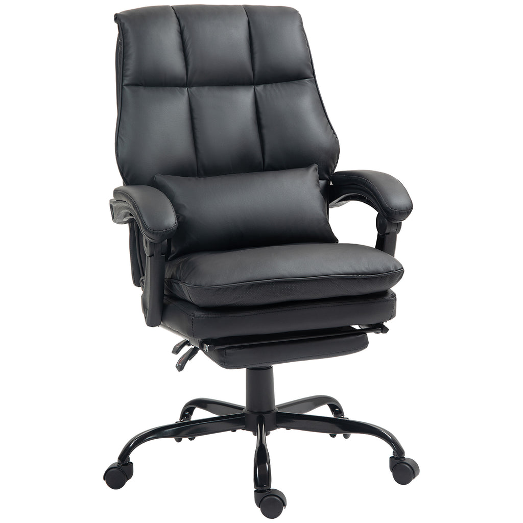 DodiOnline Faux Leather Reclining Office Chair, with Footrest - Black