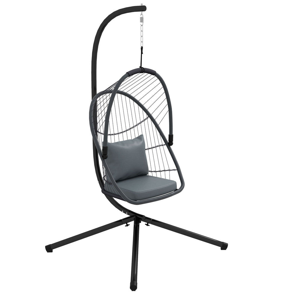 DodiOnline Single Egg Chair, with Steel Frame Stand - Grey