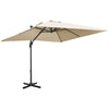 DodiOnline 2.7 x 2.7 m Cantilever Parasol, Square Overhanging Umbrella with Cross Base, Crank Handle, Tilt, 360° Rotation and Aluminium Frame, Cream White