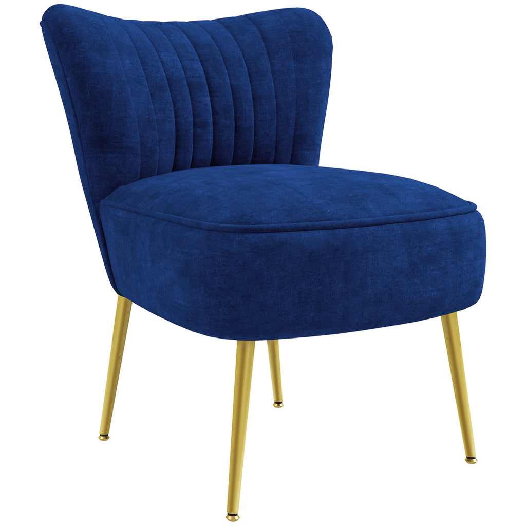 DodiOnline Velvet-Feel Tub Accent Chair - Dark Blue