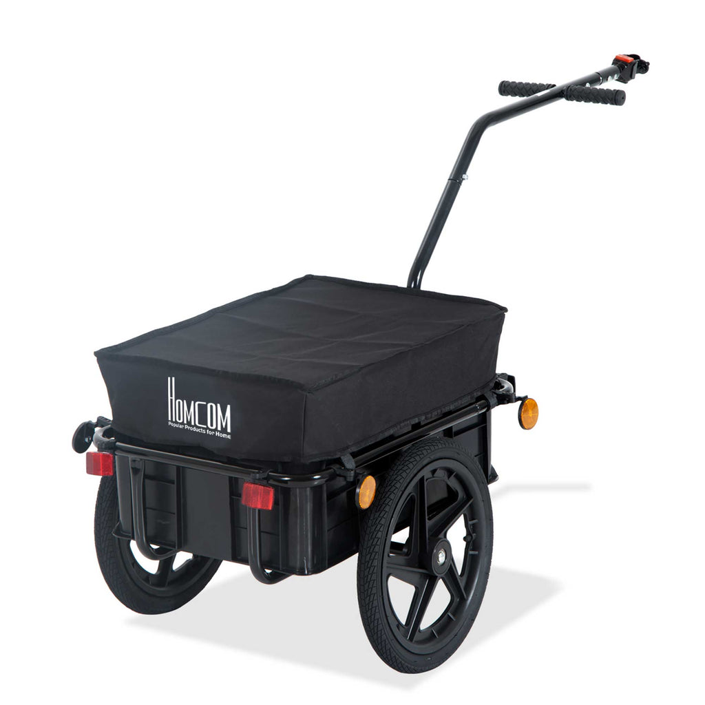 DodiOnline Cargo Trailer Bike Stroller Garden Trolley W/Carrier Utility Luggage & Wheels Black