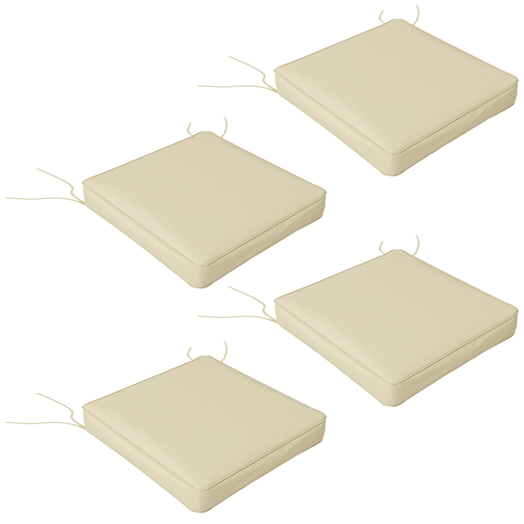DodiOnline 4-Piece Seat Cushions Pillow Replacement, Patio Chair Cushions Set with Ties for Indoor Outdoor, Beige