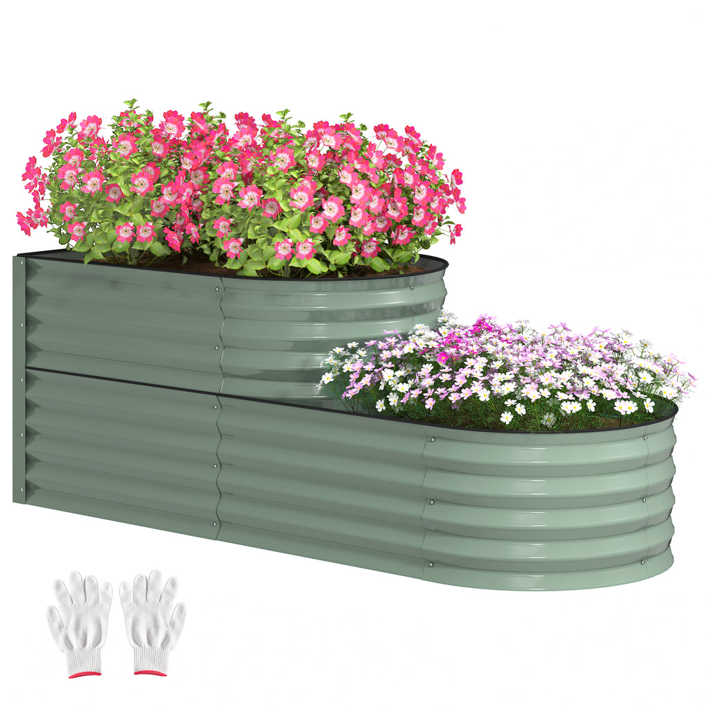 DodiOnline Two-Tier Galvanised Steel Garden Planter - Light Green