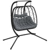 DodiOnline Two-Seater Steel Frame Hanging Egg Chair - Black