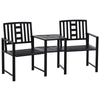 DodiOnline 2 Seat Garden Chair Bench Loveseats Jack and Jill Seat w/Coffee Table Slatted Design Patio Yard