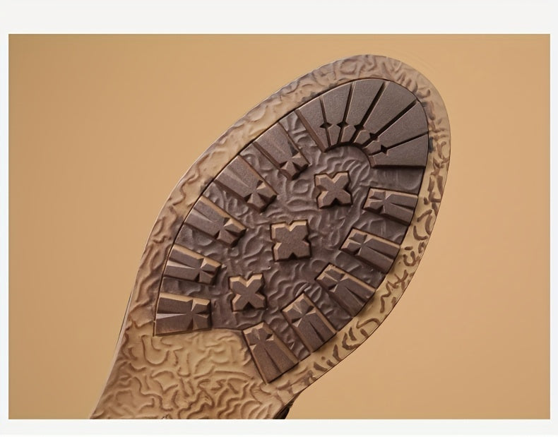 Men's Casual Leather High-top Boots: Stylish, Durable & Non-slip; All-season Wear with Comfortable Zip Closure