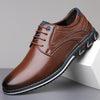 Men's PLUS SIZE PU Leather Solid Casual Shoes, Wear-resistant Non Slip Lace-up Dress Shoes, Men's Office Daily Footwear