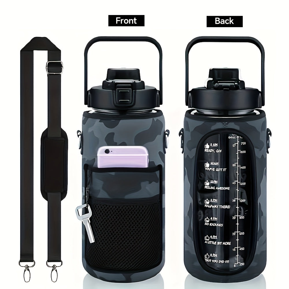 1pc Leakproof Insulated Water Bottle with Straw & Chug Lid - Durable with Storage Sleeve, Easy Carry Handle for All-Day Hydration - Perfect for Sports, Gym & Outdoor Activities