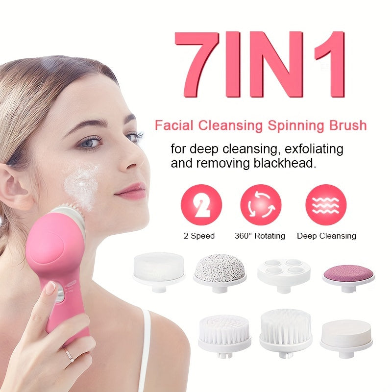 Electric 7-In-1 Facial Cleanser Multifunctional Face Washer Facial Massager Beauty Washer Pore Cleaner Gift for Mom on Mother'S Day