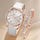 2pcs/set Stylish Women's Quartz Watch with Rhinestone Bracelet - Perfect Gift for Mom and Her Benefits: - Stylish design - Accurate quartz movement - Durable PU leather strap - Sparkling rhinestone bracelet - Ideal gift for a