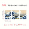 3pcs The Wave of Kanagawa - Famous Painting Print for Living Room and Office Decoration