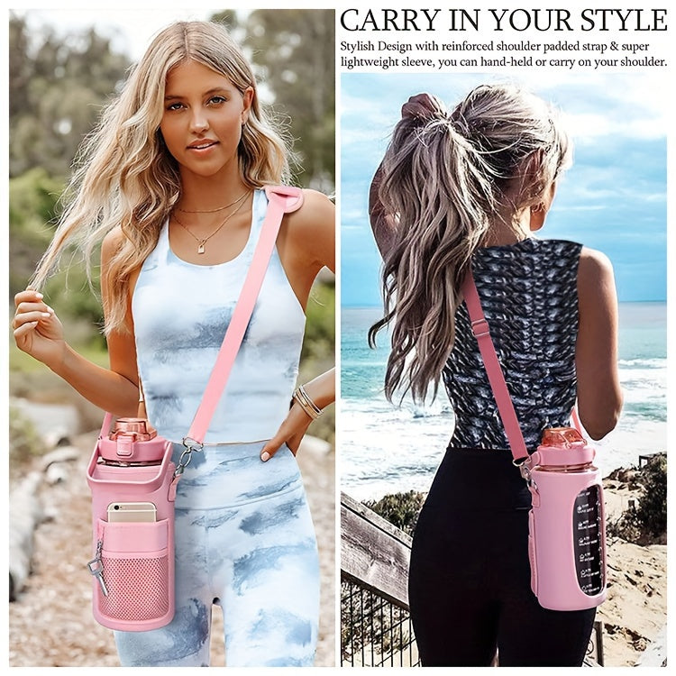 1pc Leakproof Insulated Water Bottle with Straw & Chug Lid - Durable with Storage Sleeve, Easy Carry Handle for All-Day Hydration - Perfect for Sports, Gym & Outdoor Activities