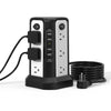 PASSUS 10ft Surge Protector Power Strip with USB C Ports - 12 AC Outlets, 5 USB Charging Ports, 18W PD Support, 125V US Plug, Compact Design for Home Office Dorm, Surge Protection, Rectangular Shape, Dorm Room Essentials, Mod