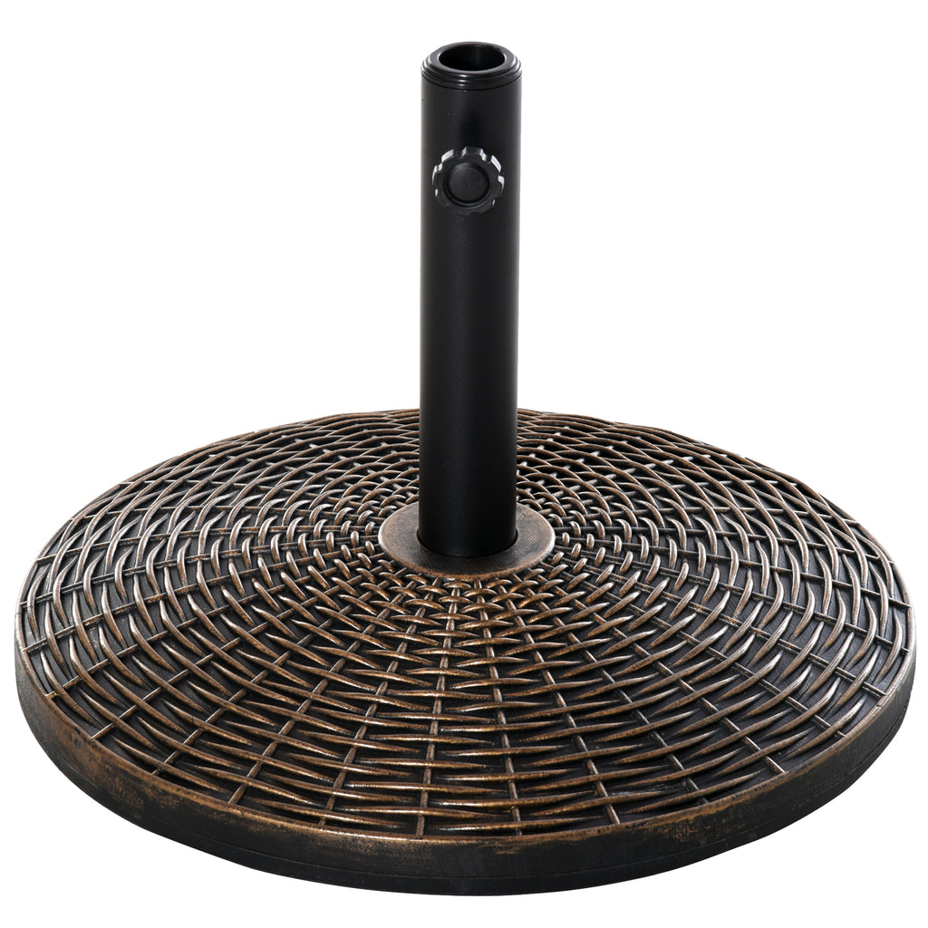 DodiOnline 25kg Round Cement Parasol Base Concrete Umbrella Weight Stand Holder Patio Outdoor Garden Rattan Style Pattern Antique Bronze
