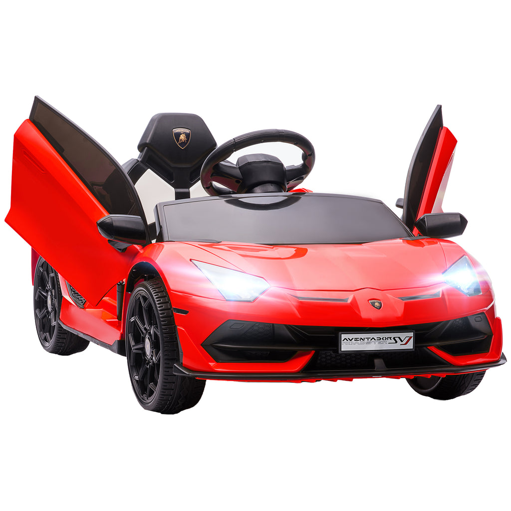 DodiOnline Lamborghini Licensed 12V kids Electric Car w/ Butterfly Doors, Remote, Music, Horn, Suspension - Red
