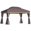 DodiOnline 3 x 4m Aluminium Garden Gazebo, Marquee Canopy Shelter Pavilion Party Tent with Nets and Curtains for Garden and Deck, Coffee