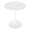 DodiOnline Modern Round Dining Table Leisure Coffee Bistro Table with Metal Base for Kitchen & Dining Room White