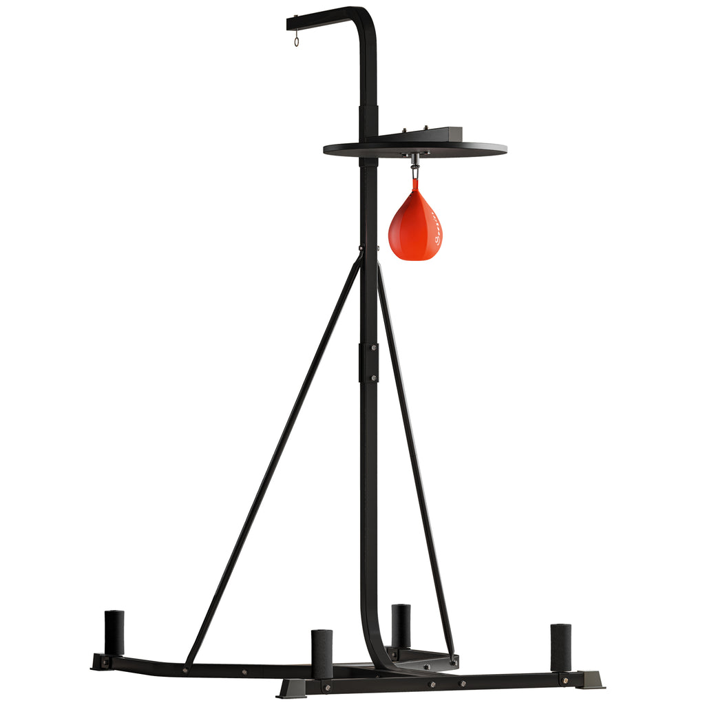 DodiOnline 170-190cm Freestanding Boxing Punch Bag Hanger & Speed Ball Station Platform Hanging Frame Home Gym, Black