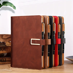 200 Pages Vintage-Style PU Leather A5 Business Notebook Journal - Premium Quality Magnetic Buckle Closure, Portable, and Durable Diary Book for Writing, Note-Taking, and Idea Organization - Perfect for Office, School, and Tra