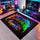 [Crystal Fleece, 930g/m², Non-Slip, Low Pile]Rectangular Gaming Carpet with Controller Design - Suitable for Game Room, Electronic Gaming Room, Bedroom, Living Room, and More. Cyberpunk Style Interior Carpet, Perfect Gift fo