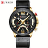 CURREN Chronograph Men's Watch Casual Sports Fashion Calendar Analog PU Leather Wrist Watch