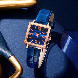 Women's Watch Elegant Square Pointer Quartz Watch Retro Fashion Analog PU Leather Wrist Watch