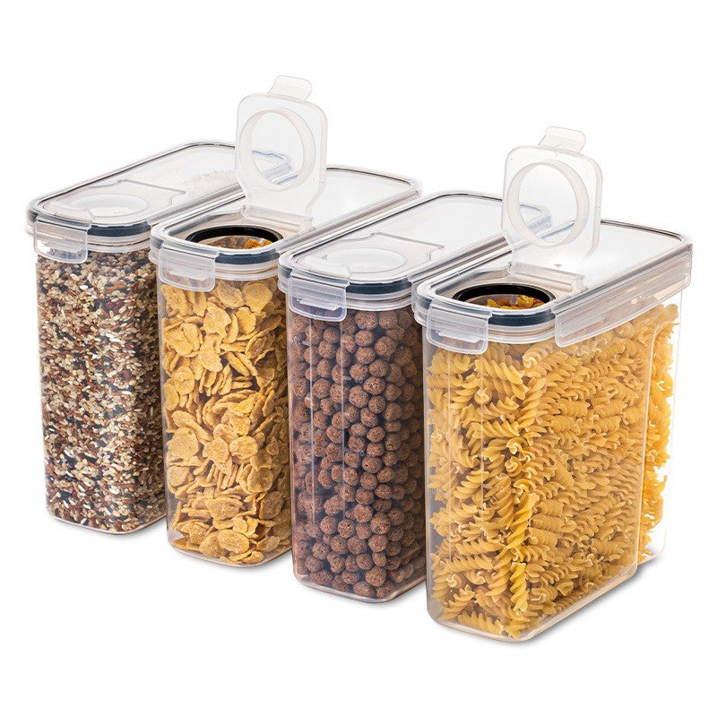 2/4 Pack BPA-Free Plastic Airtight Food Storage Containers 2.5L/88oz - 4pcs Set with Labels, Black, Dishwasher Safe, Stackable & Stackable Design for Cereal, Snacks, Sugar - Space-saving Kitchen Organization, Cereal Dispenser