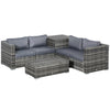 DodiOnline 6PC Rattan Corner Sofa Set Wicker 4 Seater Garden Storage Coffee Table Conversation Ottoman Outdoor Weave Furniture w/ Cushion Grey