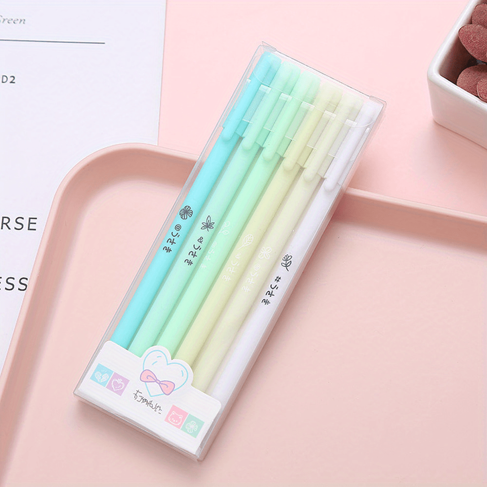 6pcs Morandi Gel Pen Set - Cute Kawaii Design for Office & School - Smooth Black Ink, Durable & Stylish Stationery Supplies