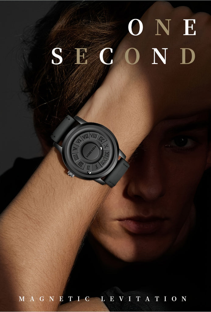 Mens Fashion Watch - Eye-Catching Cool Dial with Waterproof Rotating Magnetic Bead - Durable PU Leather Strap - Stylish Design for Fashion-Forward Gentlemen