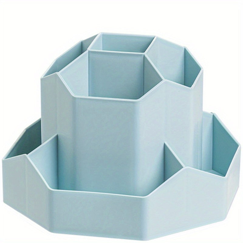 1pc Multi-Compartment Pen Holder and Makeup Brush Organizer for Desk and Home Office - Large Capacity Desktop Cosmetic Storage Box with Art Supply Storage