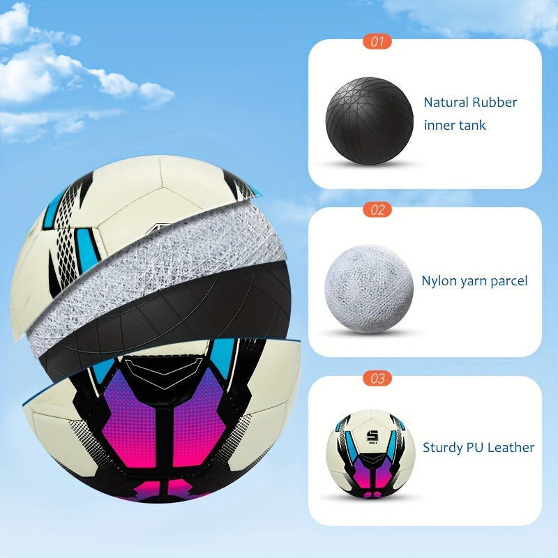 Standard Size 5 Luminous Football, Professional PU Leather Soccer Ball, For Competition And Training