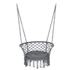 DodiOnline Outdoor Hanging Rope Chair with Cotton Rope, Cotton-Polyester Blend Macrame Garden Hammock Chair with Seat Cushion, Support Backrest, for Patio, Garden, Porch, Dark Grey