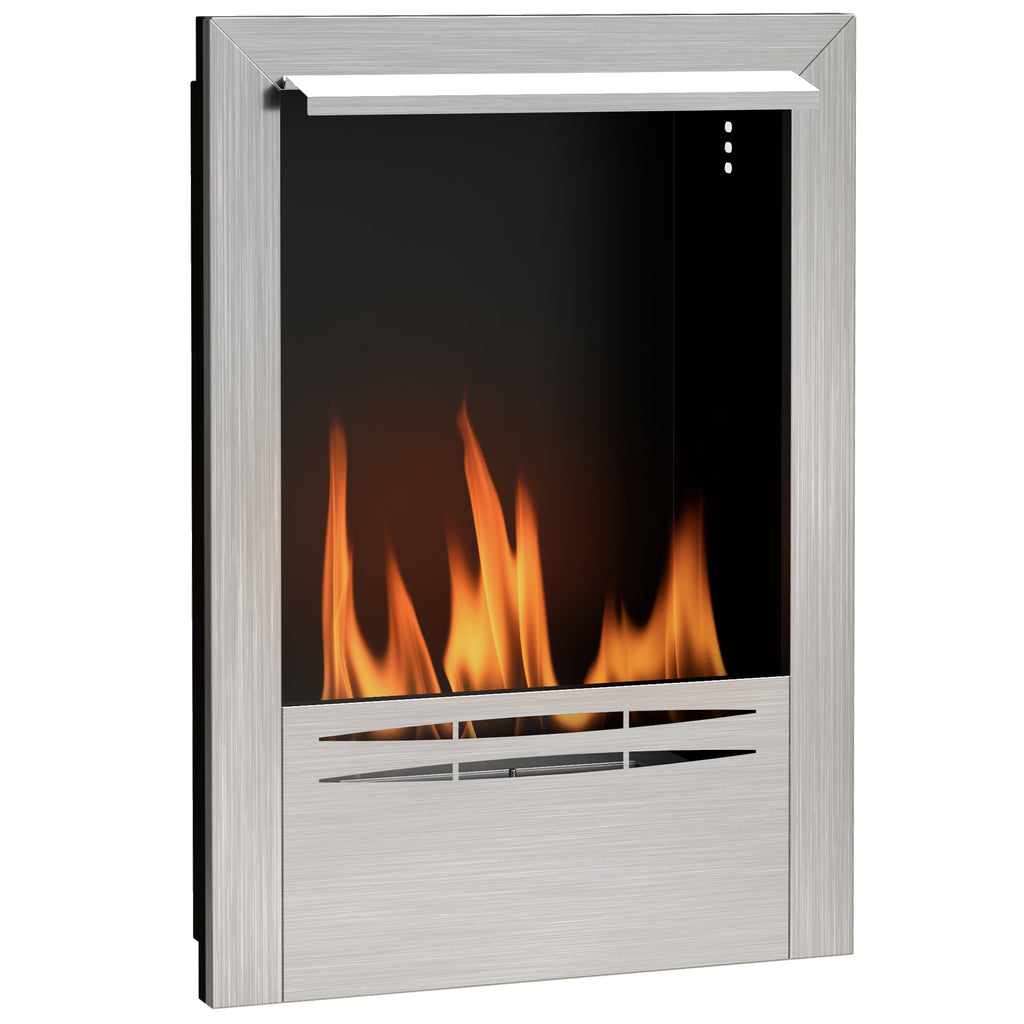 DodiOnline Stainless Steel Ethanol Fireplace Insert, Bioethanol Fire, Indoor Ethanol Burner with 0.9 Litres Volume, Cover Lid, Burns for Up to 3.3 Hours, Silver