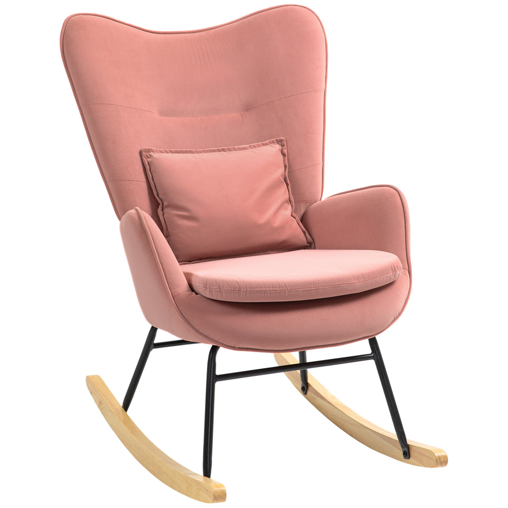 DodiOnline Velvet-Feel Rocking Armchair - Pink