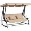DodiOnline Three-Person garden Swing Chair, with Adjustable Canopy - Light Brown
